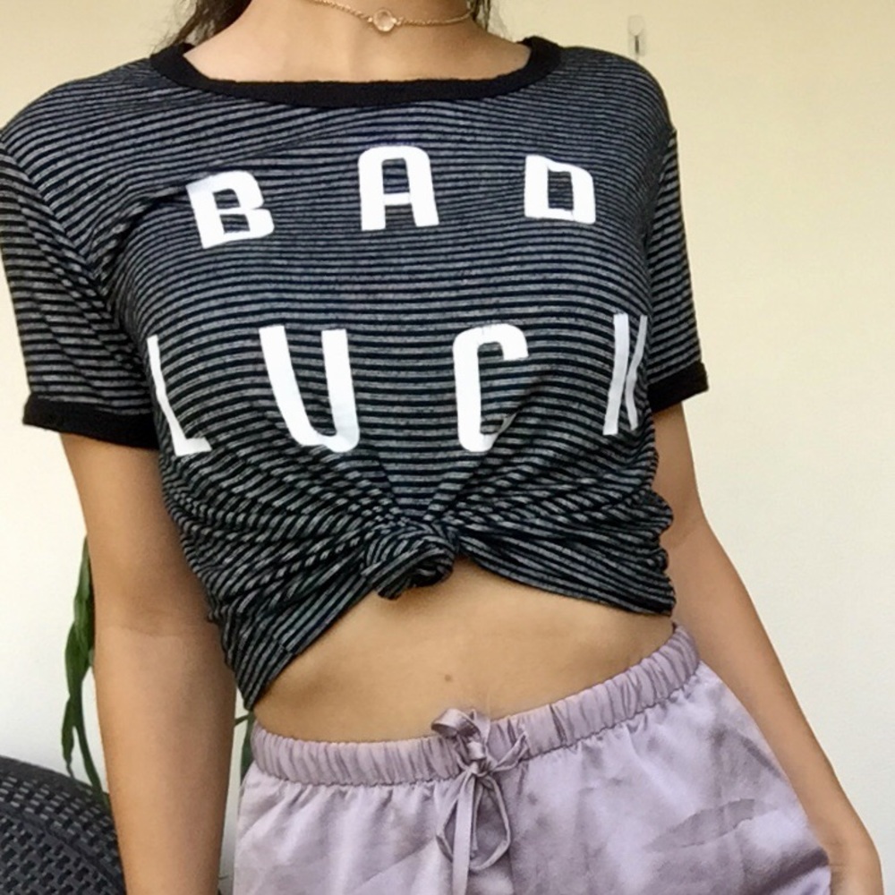 Black and white striped graphic T-Shirt